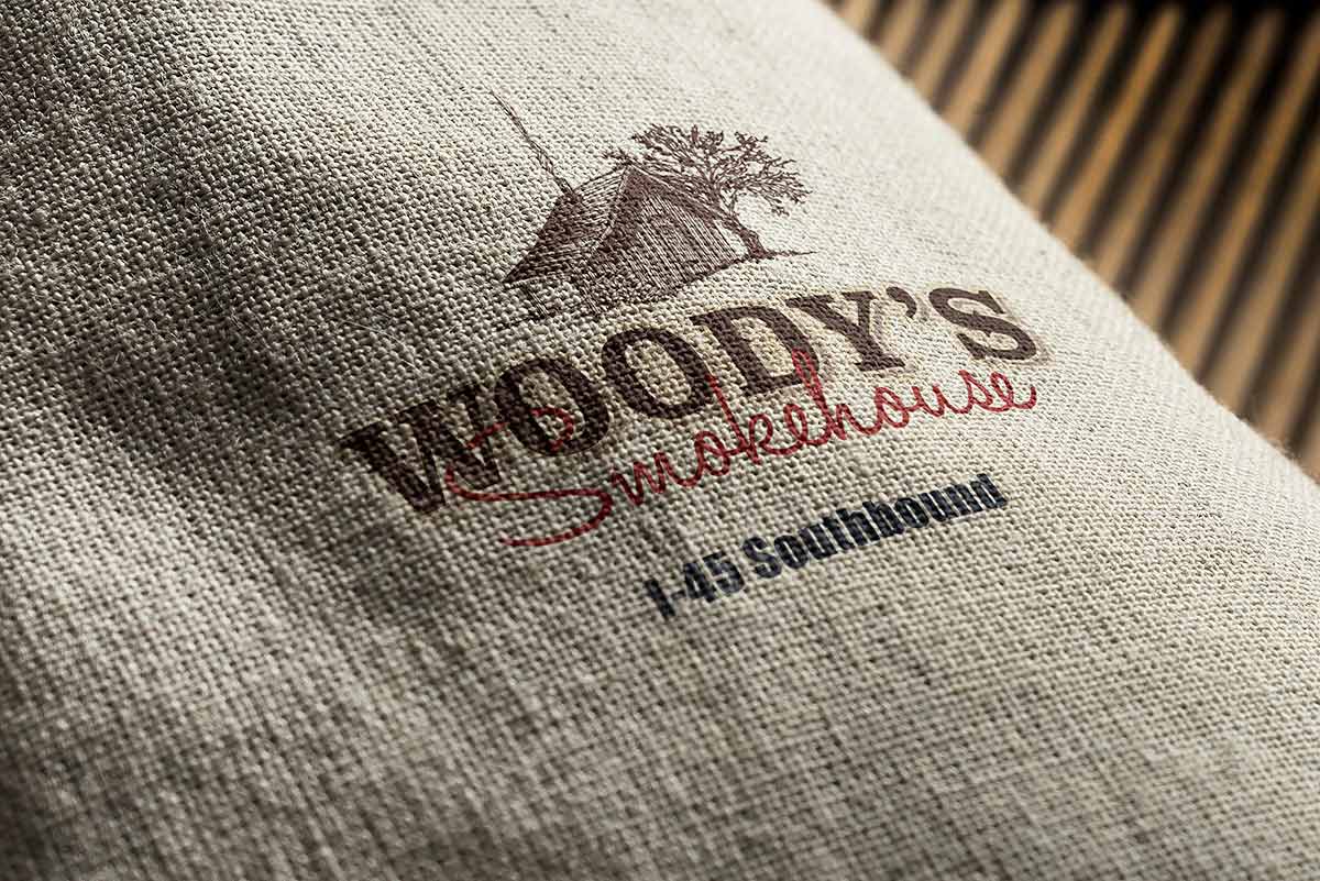 Woody's Smokehouse logo mockup