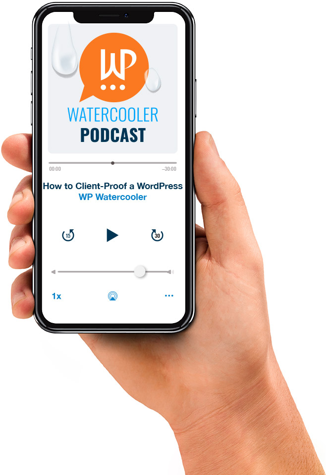 WP Watercooler podcast app on an iphone
