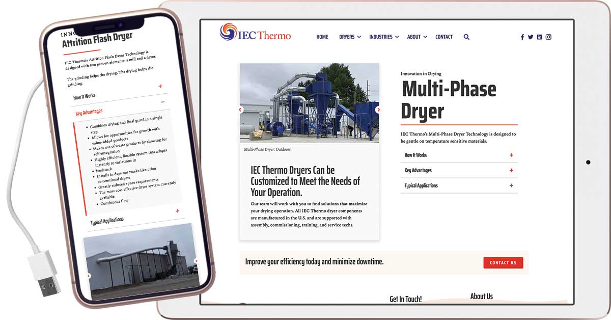 IEC Thermo (dot com) website design and development