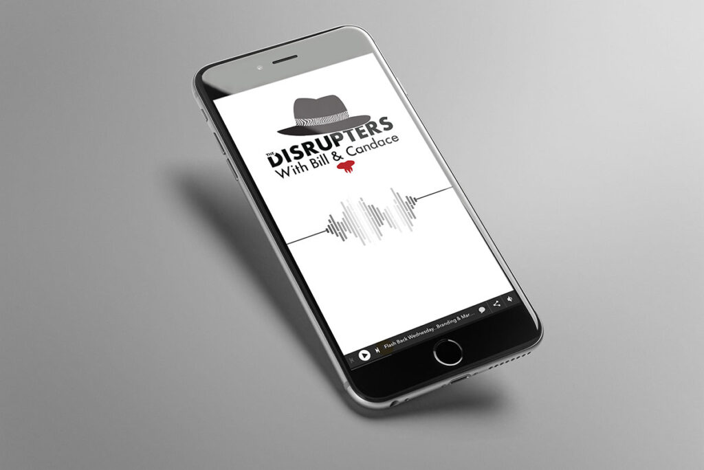 Disrupters Podcast logo on phone