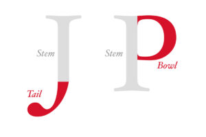 graphic illustrating parts of letters J and P