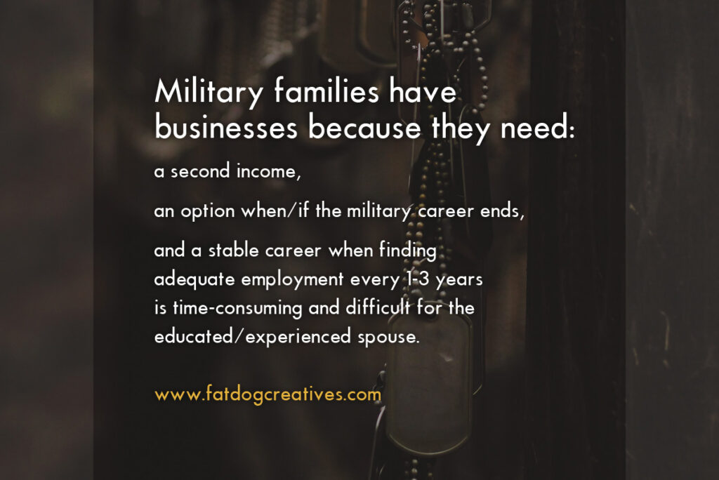 graphic that reads "Military families have businesses"