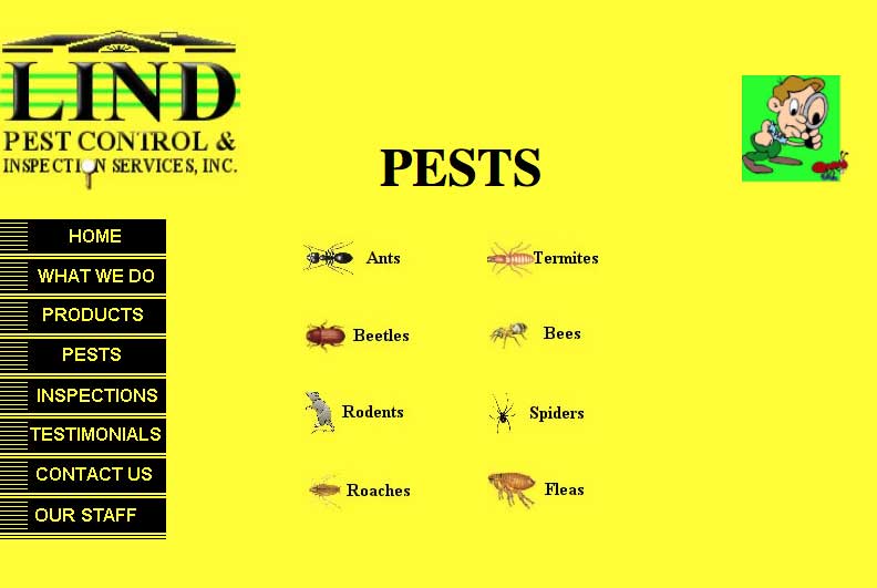 Lind Pest Control Website before