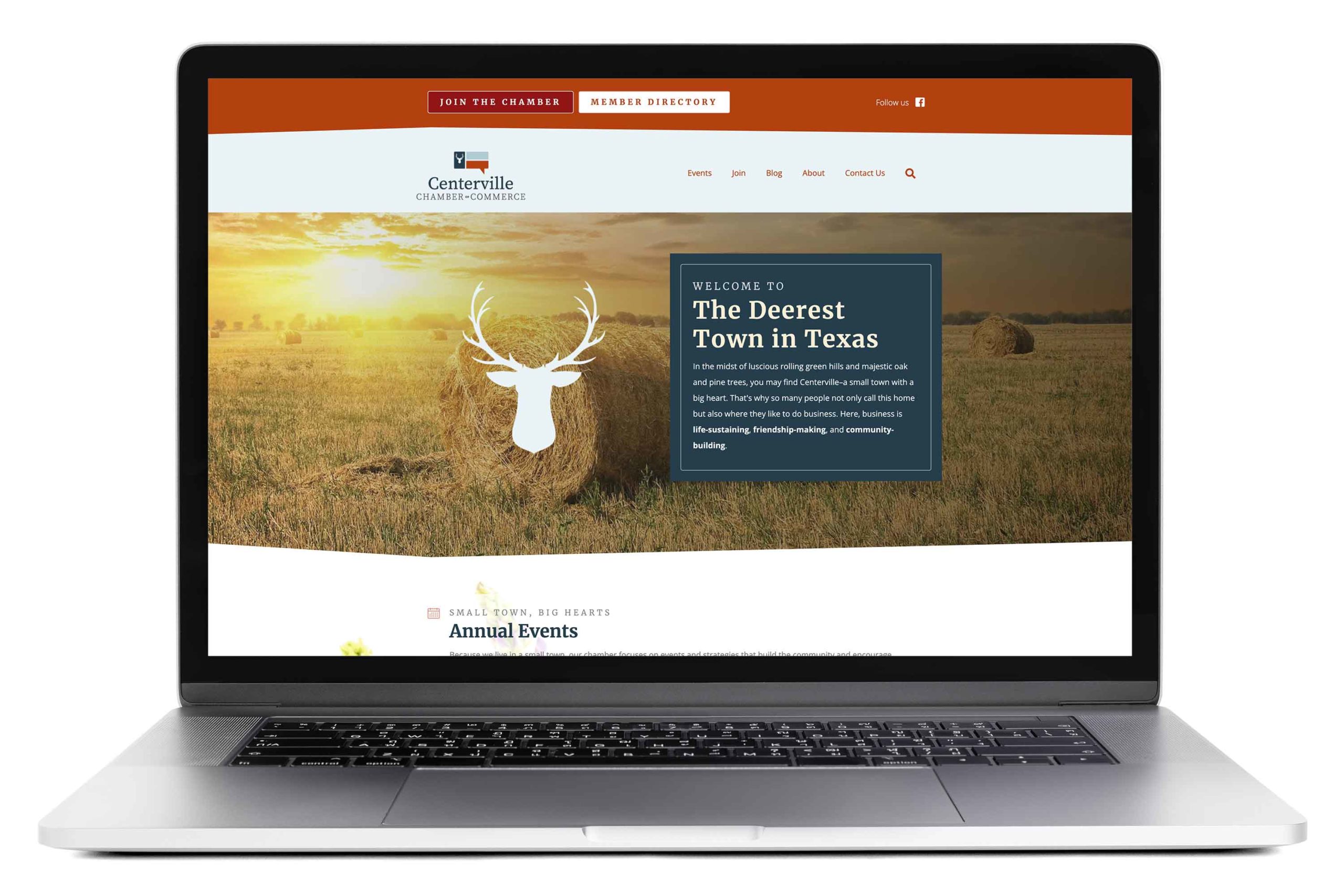 Website redesign for Centerville, TX Chamber of Commerce website, centervilletx.org