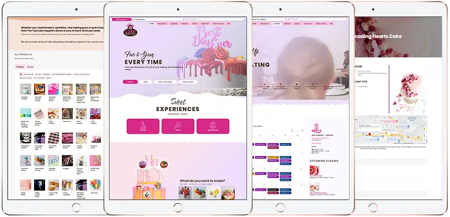 Over the Top Cake Supplies Website on an iPad