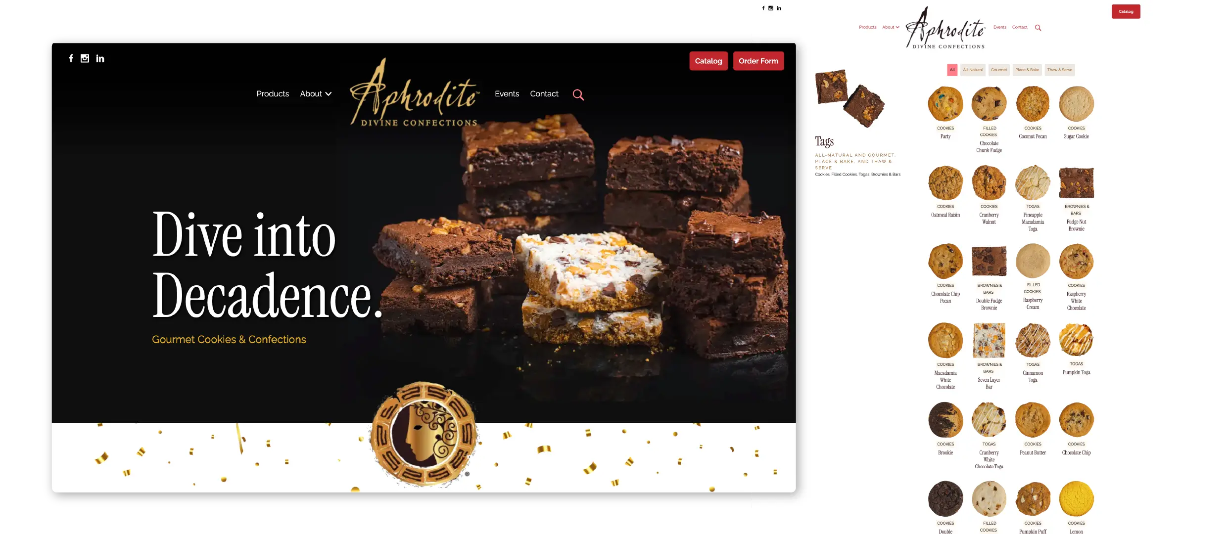 Aphrodite Divine Confections website