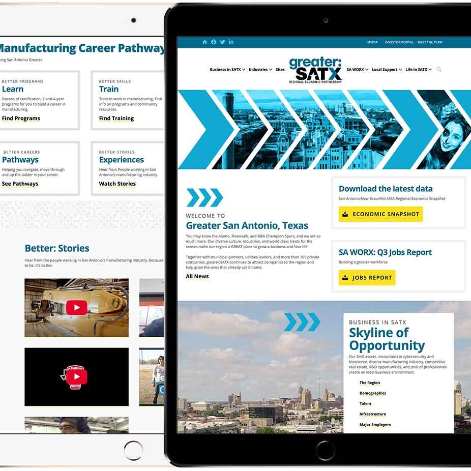 greater:SATX website on iPads