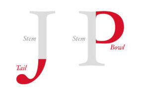 graphic illustrating parts of letters J and P