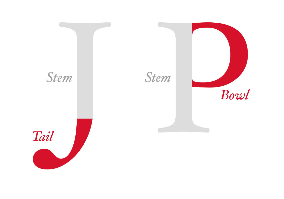 graphic illustrating parts of letters J and P