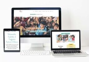 photo of Orphans of War Website on a desktop, laptop, and tablet display