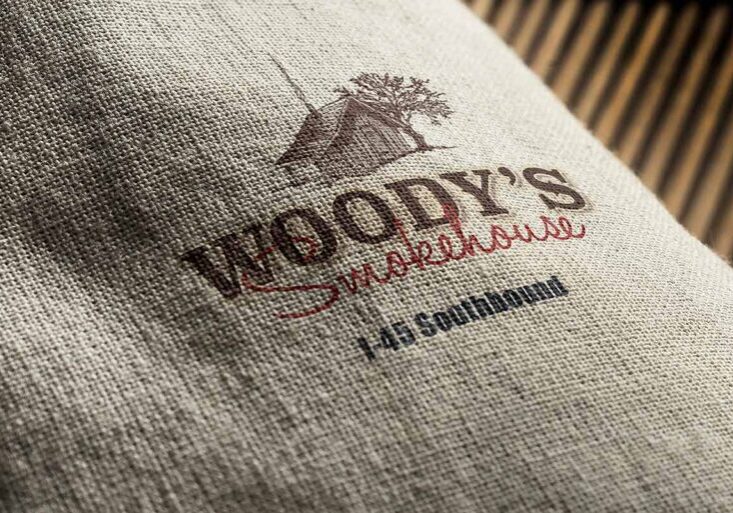 Woody's Smokehouse logo mockup
