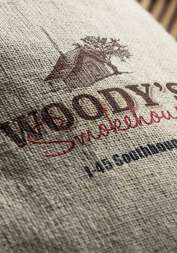 Woody's Smokehouse logo mockup